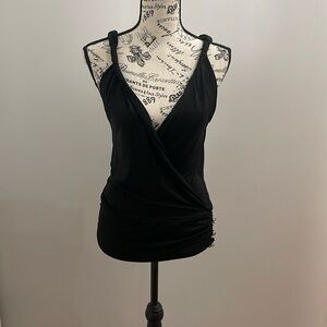 Black dressy Cami with rhinestone buttons